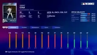 MLB The Show 22: FREE INSANE 99ovr Gerrit Cole Revealed with all attributes