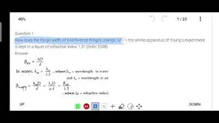 How does the fringe width of interference fringes change, when the whole apparatus of Young&rsquo;s experi