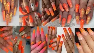 Most Latest And Beautiful Orange Nails Designs For African Girls And Ladies/ 2025 Orange Gel Designs