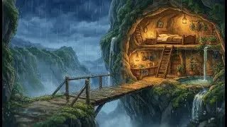 Cozy Rainy Days Inside a Mountain Cave 🌧️ | Ghibli Silent Life | Ghibli ASMR Calm