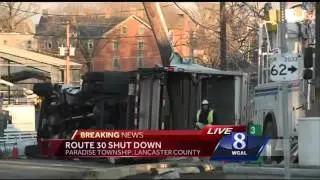 Portion of Route 30 shut down after truck hits telephone pole