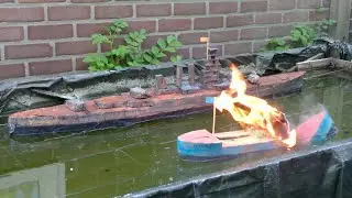 Cardboard Ship Battle: Battlecruiser Kongo Versus Merchant Ship Oconto