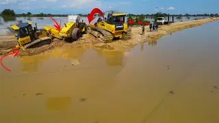 Incredible Repairing Long Road Cutting Water With Hard Work Big Dozer SHANTUI Excellent Large Dump