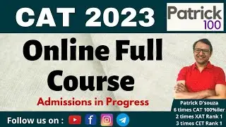 Online Full Course CAT 2023 | CAT | Patrick Dsouza | 6 times CAT100%ile