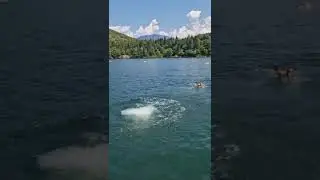 Sprungbrett am Montiggler See