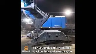 Grupul de companii Sofilarex incarca fier vechi pe nava in Portul Giurgiulesti