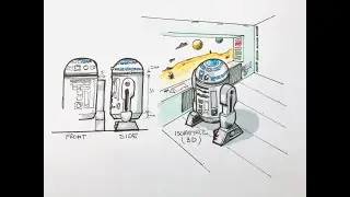 How to draw R2D2 step by step in 3D.