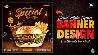 Burger Social Media Banner Design in Photoshop | Photo Manipulation