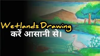 Wetlands And Water Drawing ||Timelapse Drawing || Easy Oil Pastel Drawing || Landscape Drawing|| 🔥🔥🔥
