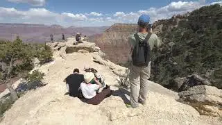 [Canon R6 MK 2 HDR PQ NO EDIT] Walk along Grand Canyon Mather Point on sunny day, Arizona USA