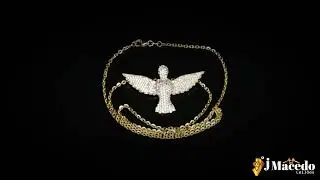 Colar Ouro Amarelo 18k com pingente com cristaisTamanho 42cm Peso 6,3g.