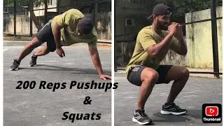 200 Reps workout Pushups and Squats continues #bodyweightworkout #pushups #squats #gymworkout 