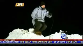 Jan 2014 TV News Blooper: Tony Geftos sleds without a sled