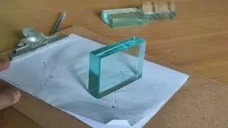 Refraction of light through glass slab experiment.