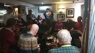 WKPF 2023 uilleann pipers at Red Ned's bar Armagh