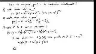 How to compute the gradient of r in Cartesian coordinates