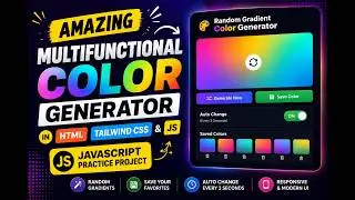 Random Gradient Color Generator App Using HTML, CSS & JavaScript | Auto Color Change + Save Colors