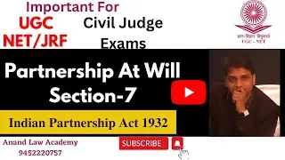 Partnership at will || section 7 of the Indian Partnership Act 1932