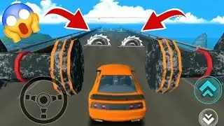 Car Crushing Speed Car Bumps Challenge (Deadly Race) - Orange Sport Car