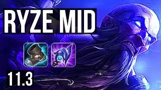 RYZE vs AZIR (MID) | Rank 3 Ryze, 5/1/8 | KR Challenger | v11.3