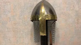Норманнский шлем с кольчужной защитой латунь, Norman Helmet with Aventail, Nautical NA-36082