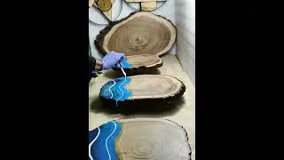 From wooden Tree Slice to Ocean Table satisfying build #coffetabledecor #resinart#woodworking#tree