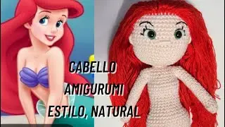 Cabello para princesas amigurumi, estilo natural (Ariel)