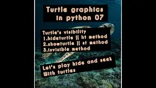 turtle graphics in python 07 || hideturtle,showturtle,isvisible methods || turtle's visibility
