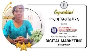 CONGRATULATION || DHANUSHIYA || RL INSTITUTE OF MANAGEMENT || DIGITAL MARKETING ||IZEON IT TRAINING
