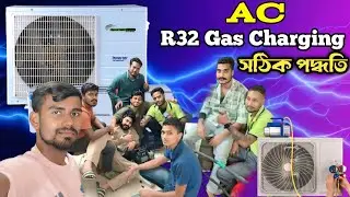 Split AC Gas Charging Full Step | R32 Gas Charging in Ac | Full Practical | Faruk Vlogs .