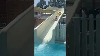 First Water Slide Dunk! #funny #bravesister #water-fun #waterslide #holiday #lama