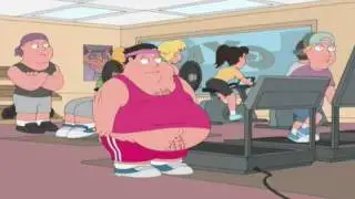 Fat guy working out