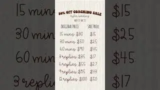 50% OFF COACHING SALE!!      