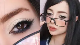 Black Smokey Siren Eye Makeup Tutorial for Girls with Glasses and Office Girl 👩🏻‍🏫👩🏻‍💻