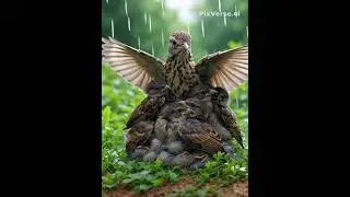 mother bird protecting her chicks from the rain 😍😍