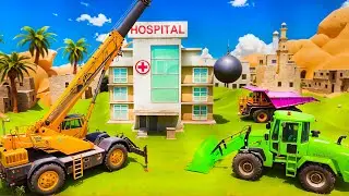 Hospital Demolition and Rebuilding with Excavator & Loader 🏥🔥  CONSTRUCTION VEHICLES