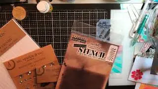 Distress oxide ink with water on stencil