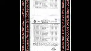 NHM and RajMES 2025 : BLOCK PROGRAM OFFICER List of Candidates For Document Verification Schedule