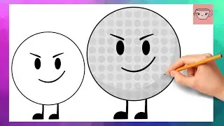 How To Draw Golf Ball from Battle for Dream Island | BFB BFDI | Easy Drawing Tutorial