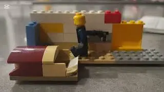 Lego man walking (don't mind the helmet  and gun)
