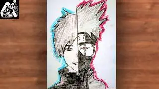 Two Legends, One Face! Drawing Gojo & Kakashi Split Art