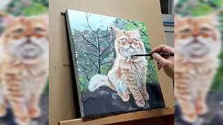 Acrylic Painting of Siberian Cat by Christol.G