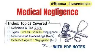 Medical Negligence - 4D's | Civil vs Criminal Negligence | Medical Jurisprudence | Forensic Medicine