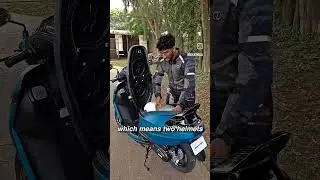 Two helmets can fit easily under the seat of the new TVS Jupiter 110 #bikeindia #tvsjupiter110