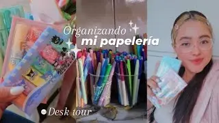 Organizando mi papelería ✏️🎀*desk tour, lugar de trabajo, humilde y casero* 🍡🌺