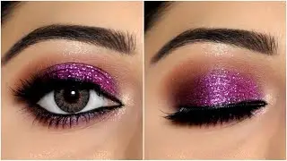 Purple Smokey Eyes with Glitter | Glitter Party Eye Makeup
