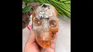 Large Mosaic Chalcedony Quartz Skull - Unique Crystal Carving