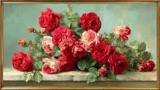Beautiful Red Roses Classic Oil Painting Art | Still Art Screen Saver | 4K