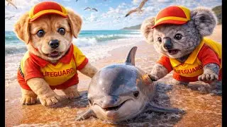 Ocean’s Call 🌊They Saved a Baby Dolphin 😭💙 | Puppy & Koala’s Heroic Ocean Rescue🐶🐨🐋🌅🐾🌎