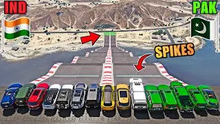 GTA 5 INDIA VS PAKISTAN VS LUXURY SUV CARS SPIKES BUMP JUMPING CHALLENGE | Gta 5 Gameplay